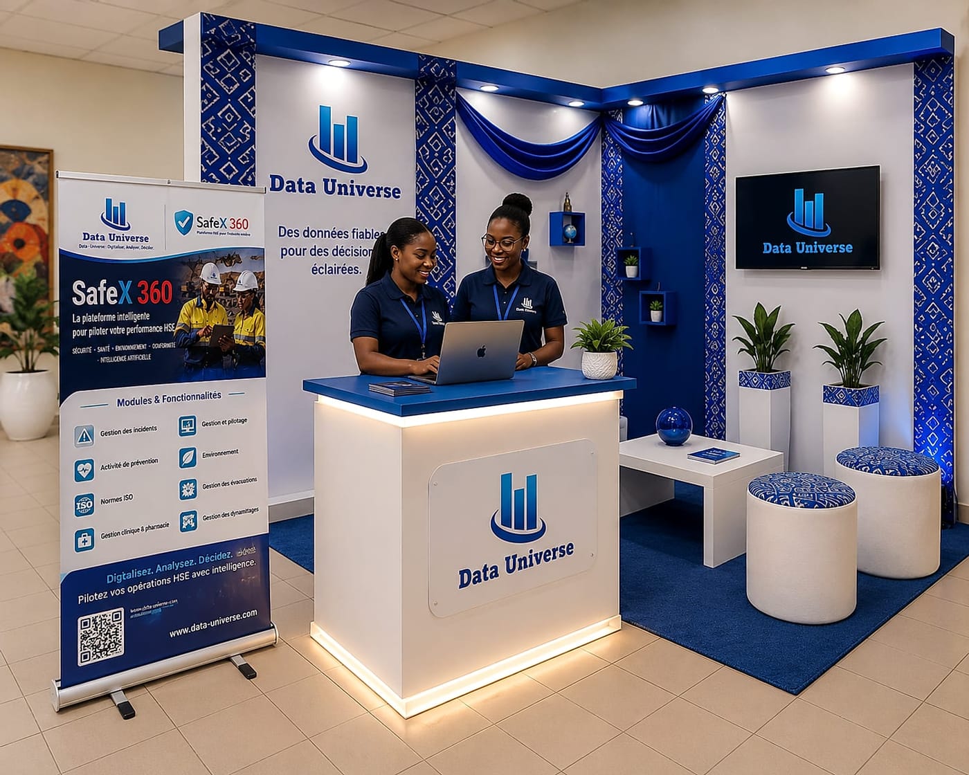L'équipe Data Universe sur son stand au Forum Mine CMB 2026, à Ouaga 2000